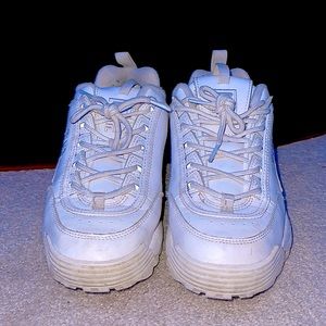 White Fila Disruptors